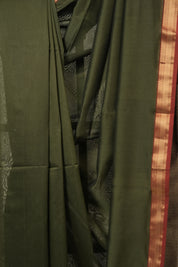 Moss Green Maheshwari Saree - SRMGMS1086