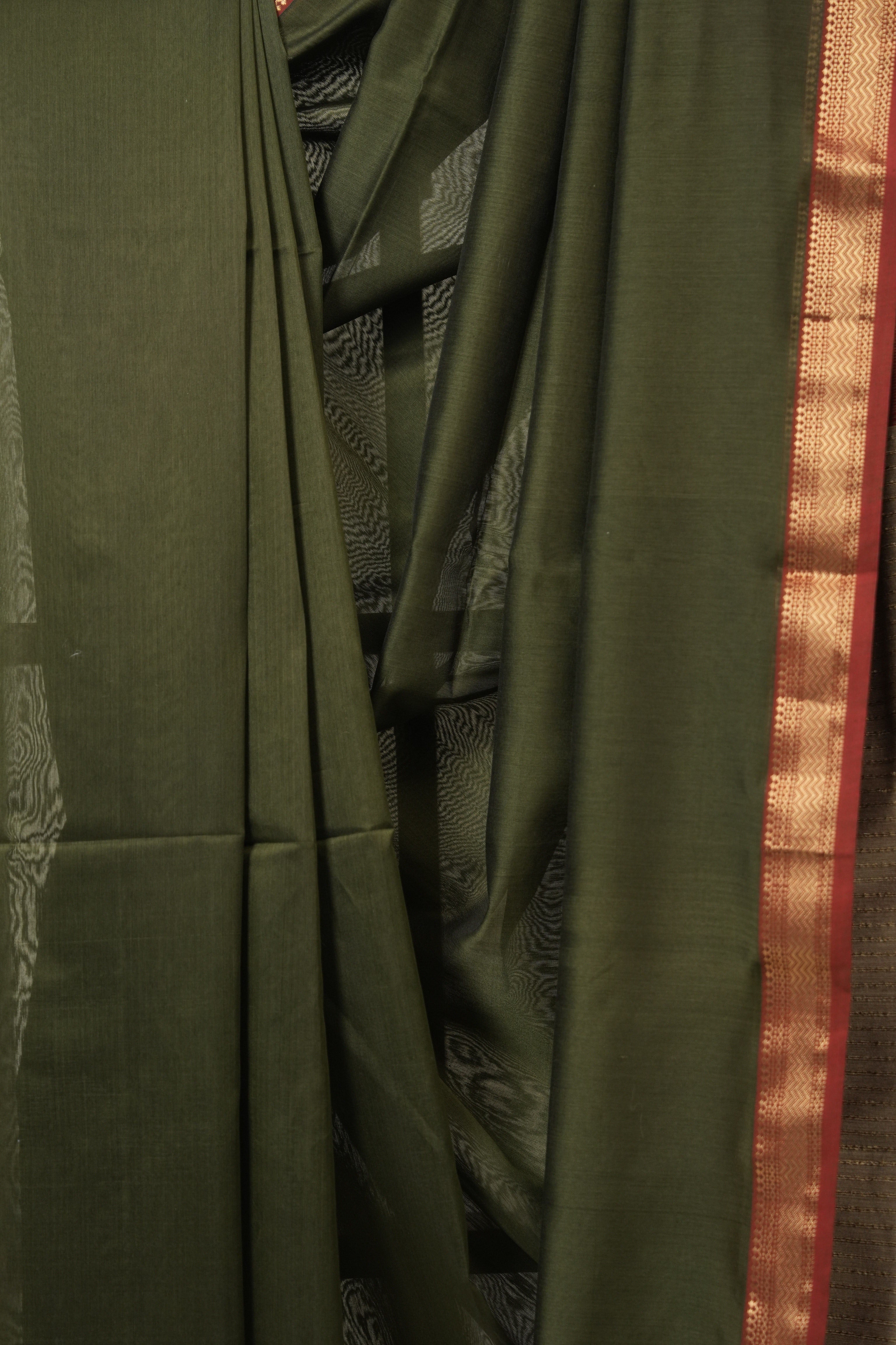 Moss Green Maheshwari Saree - SRMGMS1086