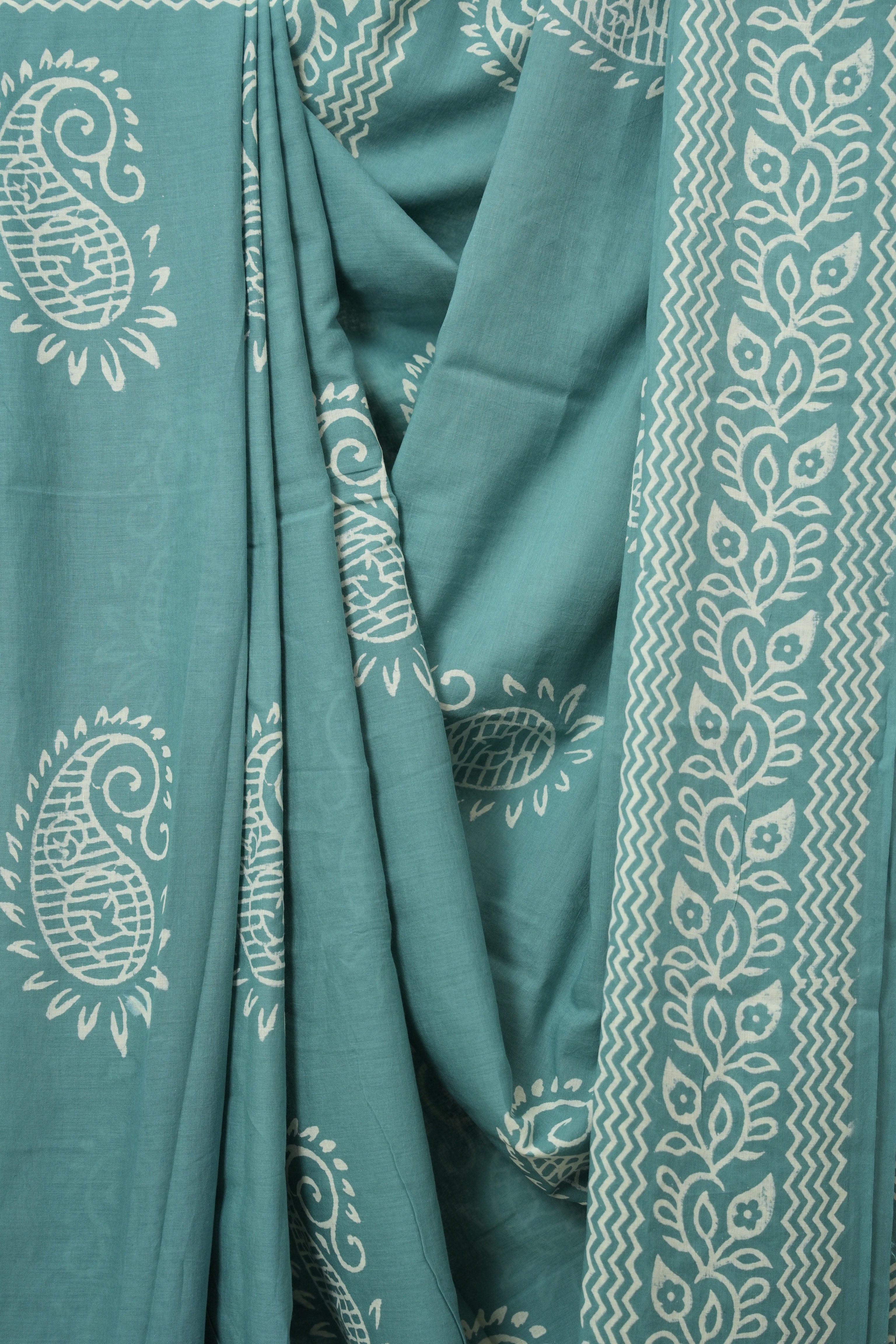 Aqua Green HBP Cotton Saree - SRAGCS3238