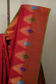 Red Gadwal Silk Saree - SRRGSS376
