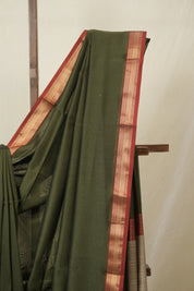Moss Green Maheshwari Saree - SRMGMS1086