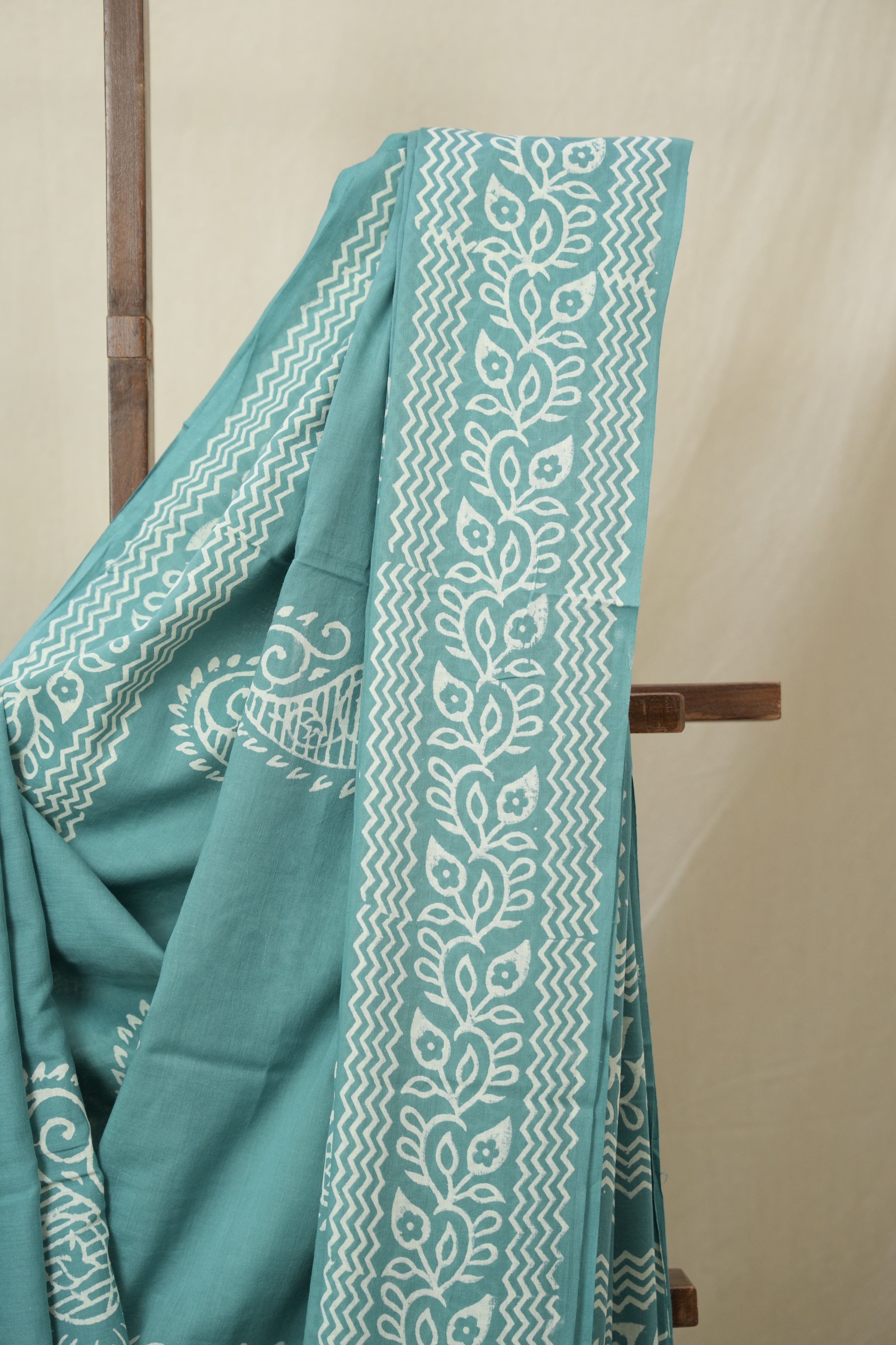 Aqua Green HBP Cotton Saree - SRAGCS3238