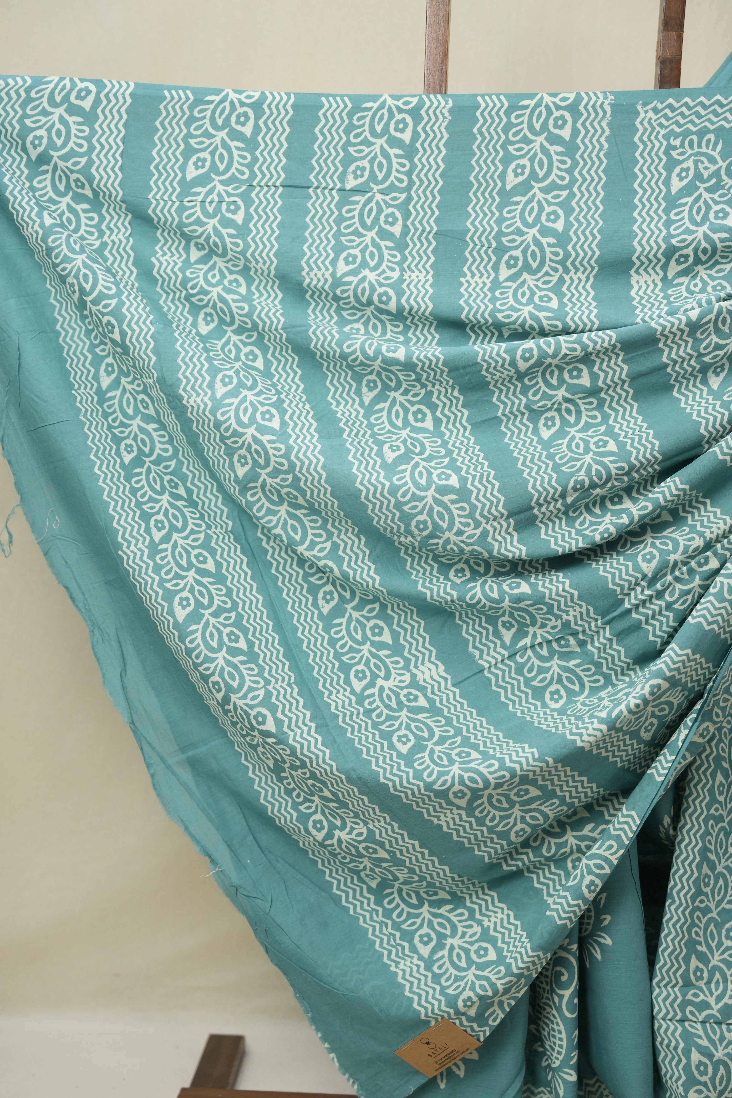 Aqua Green HBP Cotton Saree - SRAGCS3238