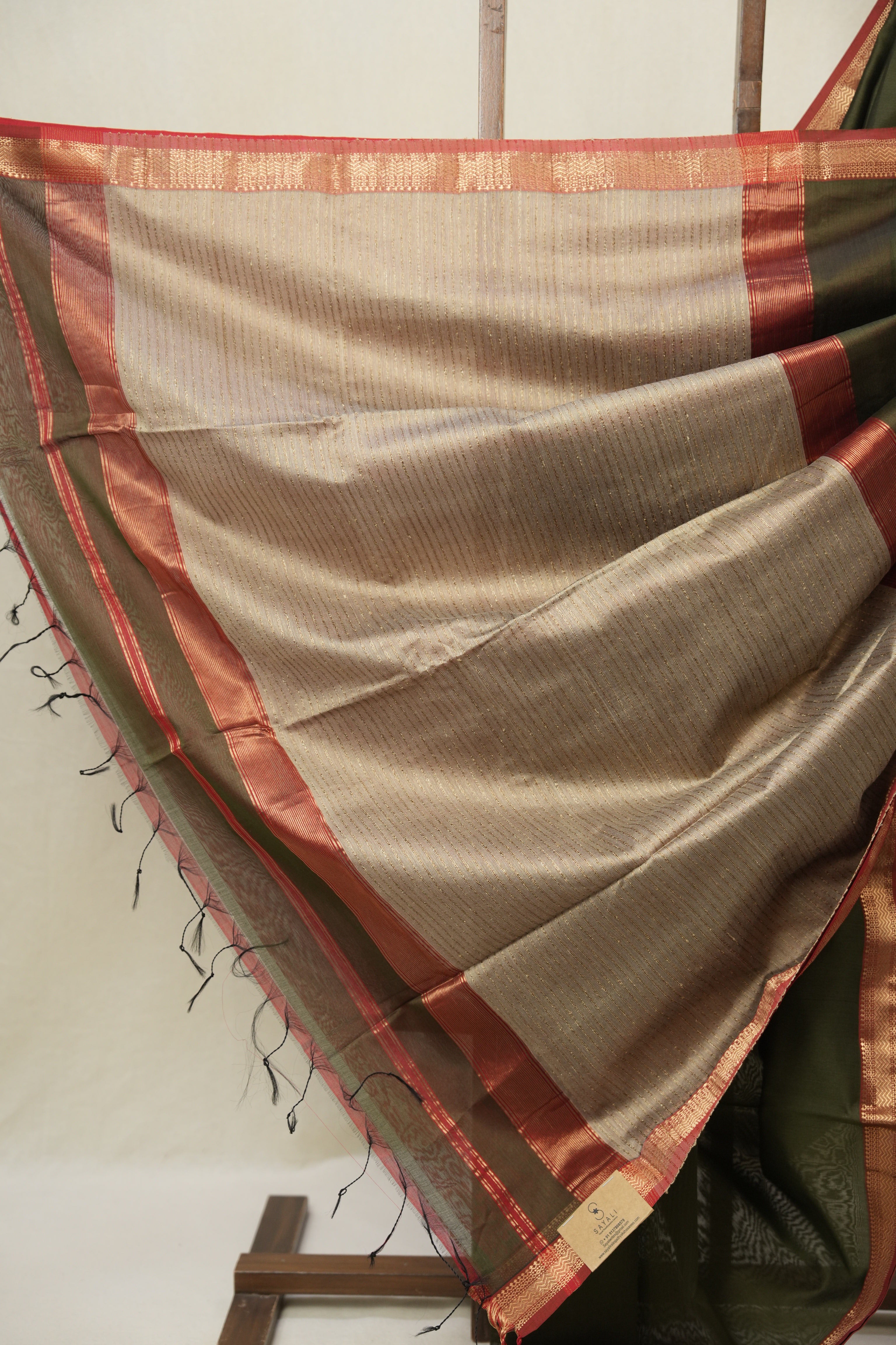 Moss Green Maheshwari Saree - SRMGMS1086
