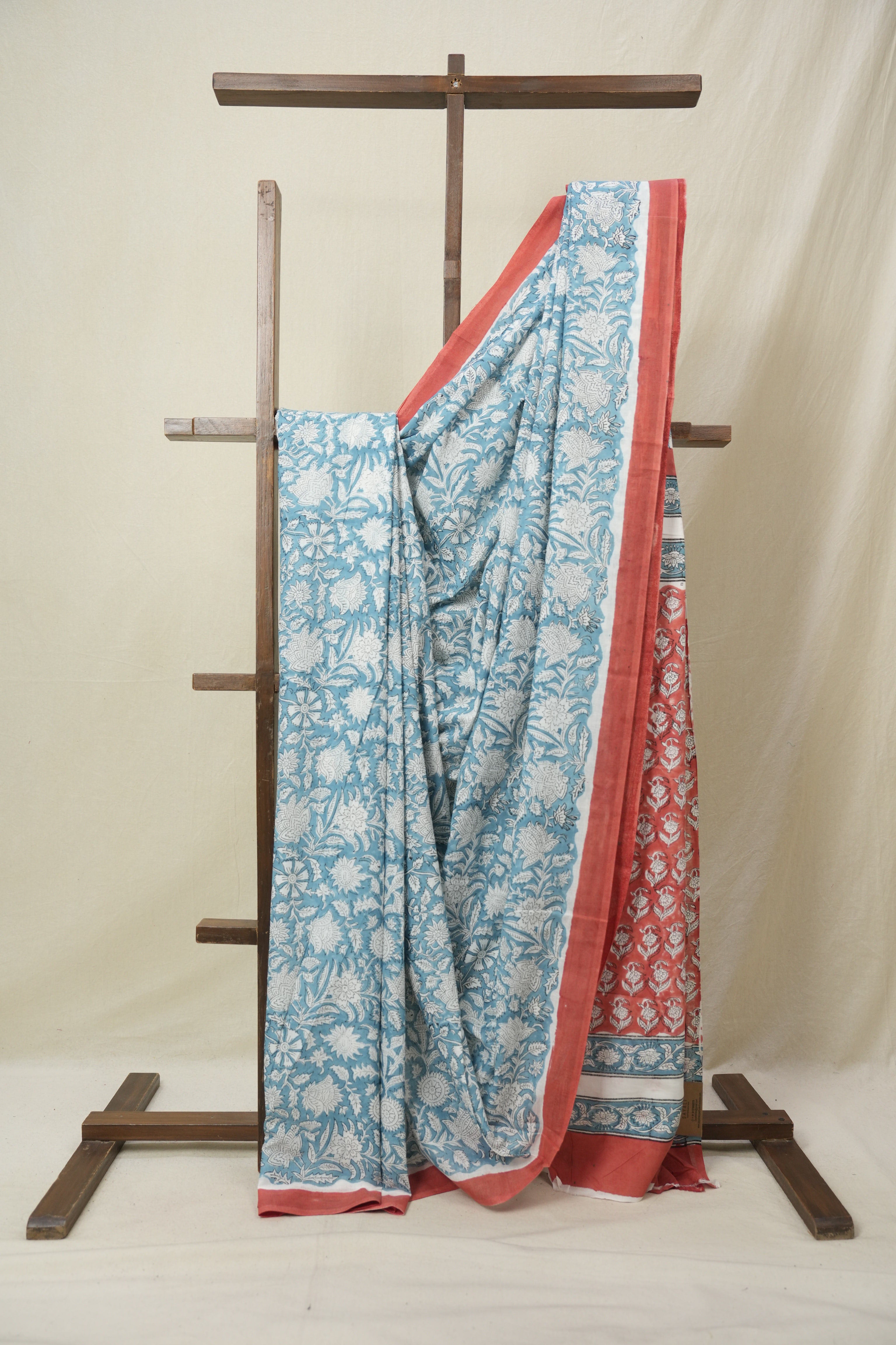 Sky Blue HBP Cotton Saree - SRSBCS3241