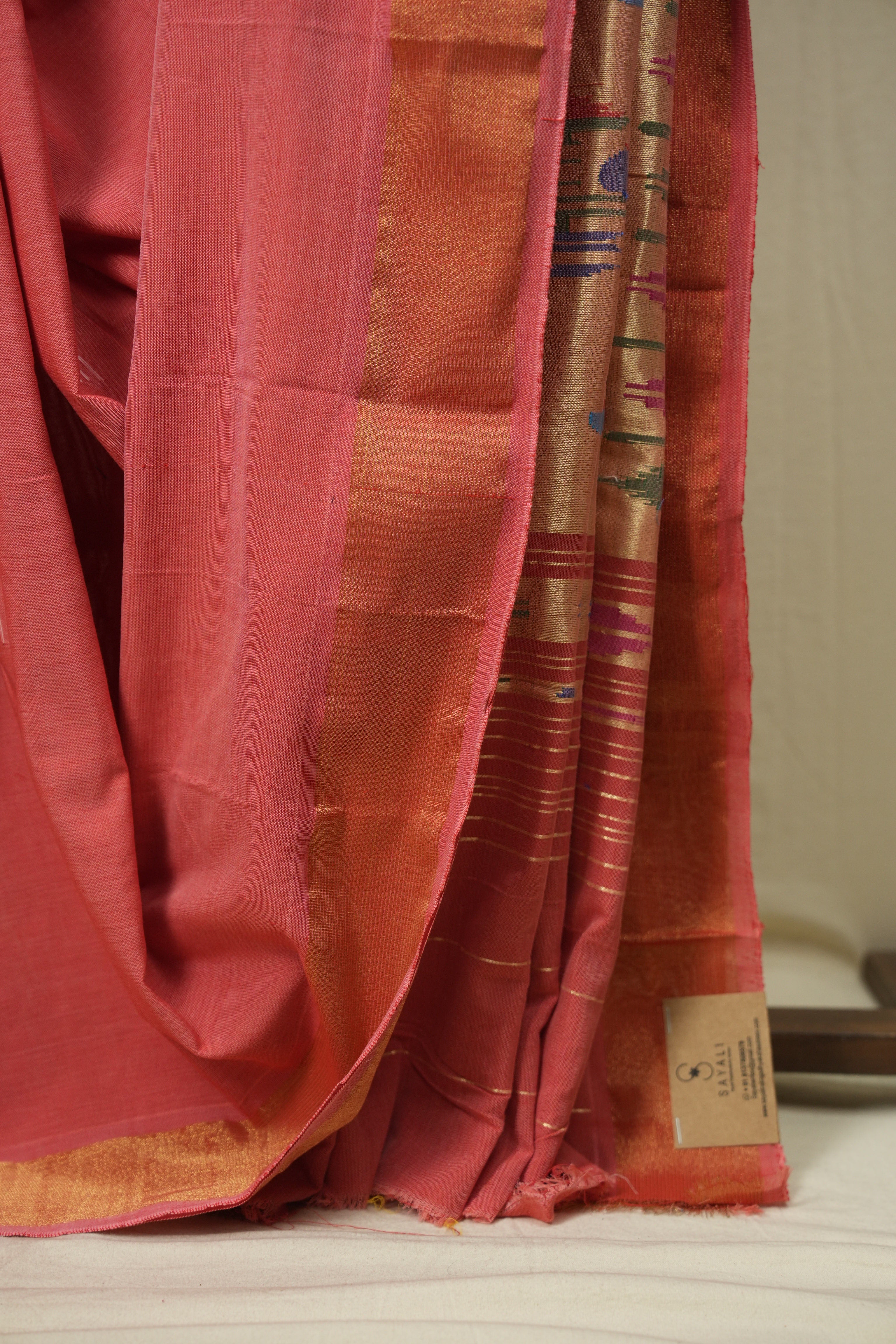 Pink Cotton Paithani Saree - SRPCPS816