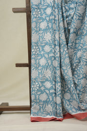 Sky Blue HBP Cotton Saree - SRSBCS3241