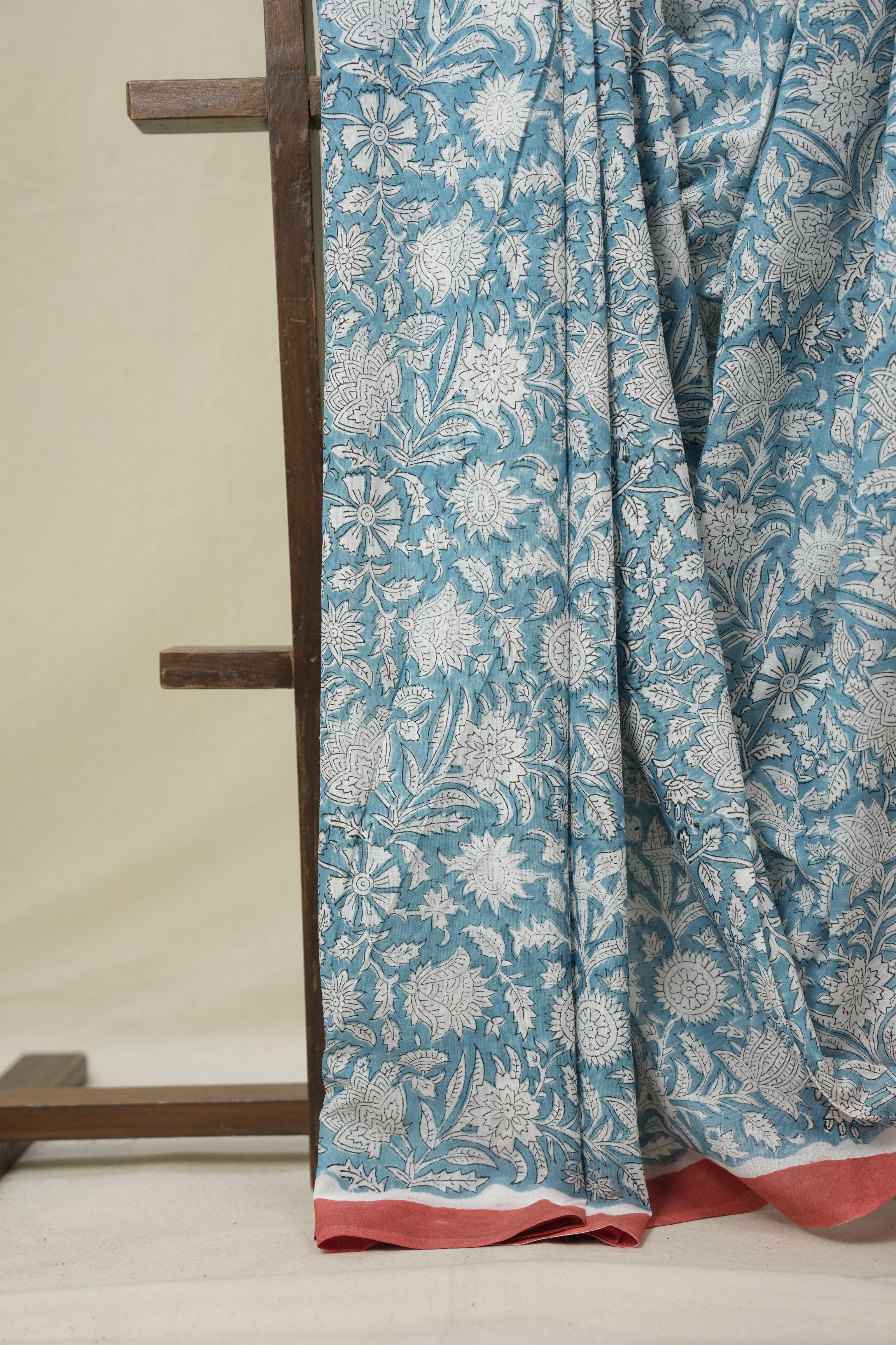 Sky Blue HBP Cotton Saree - SRSBCS3241