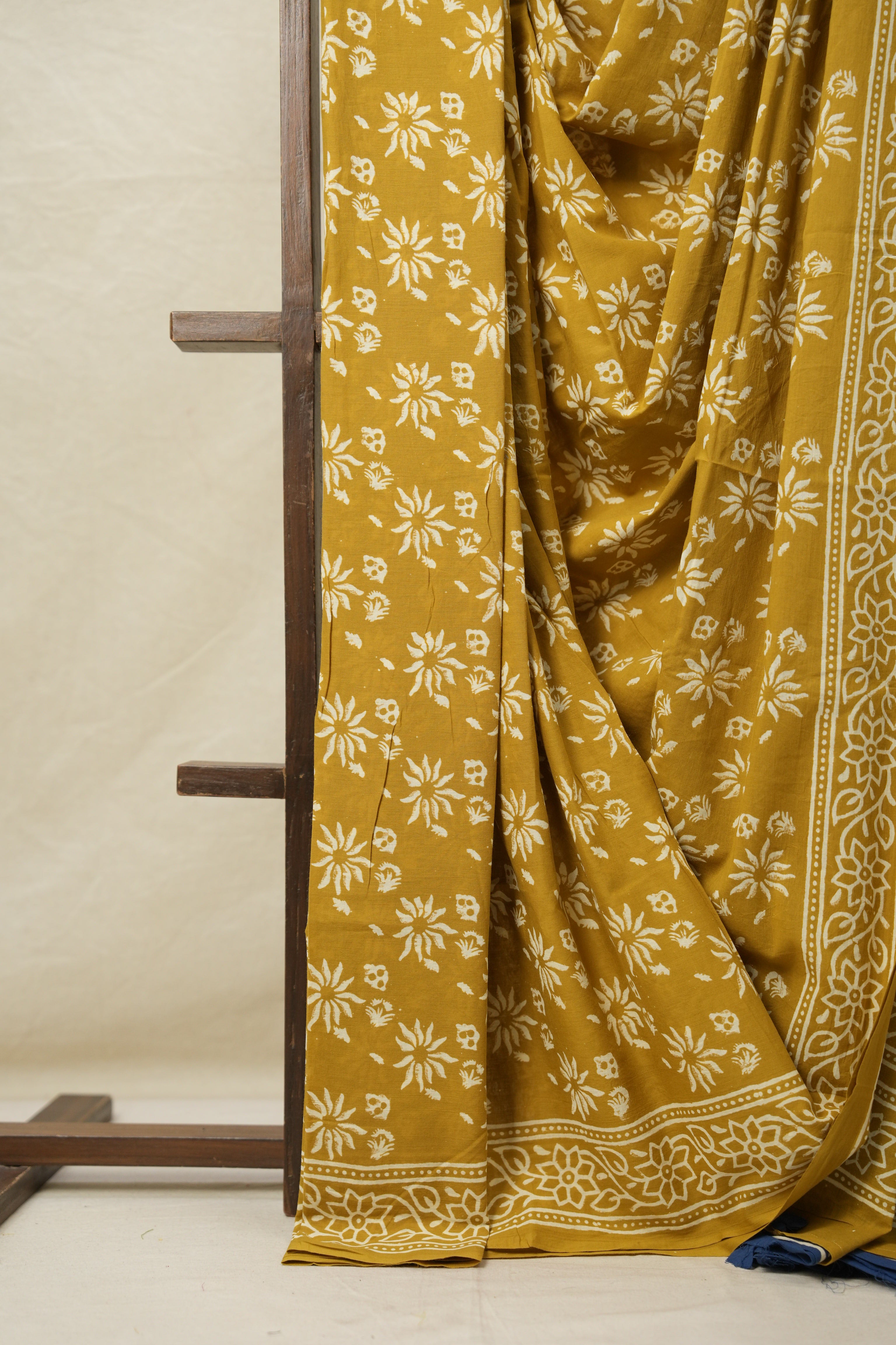 Mustard Yellow HBP Cotton Saree - SRMYCS3068