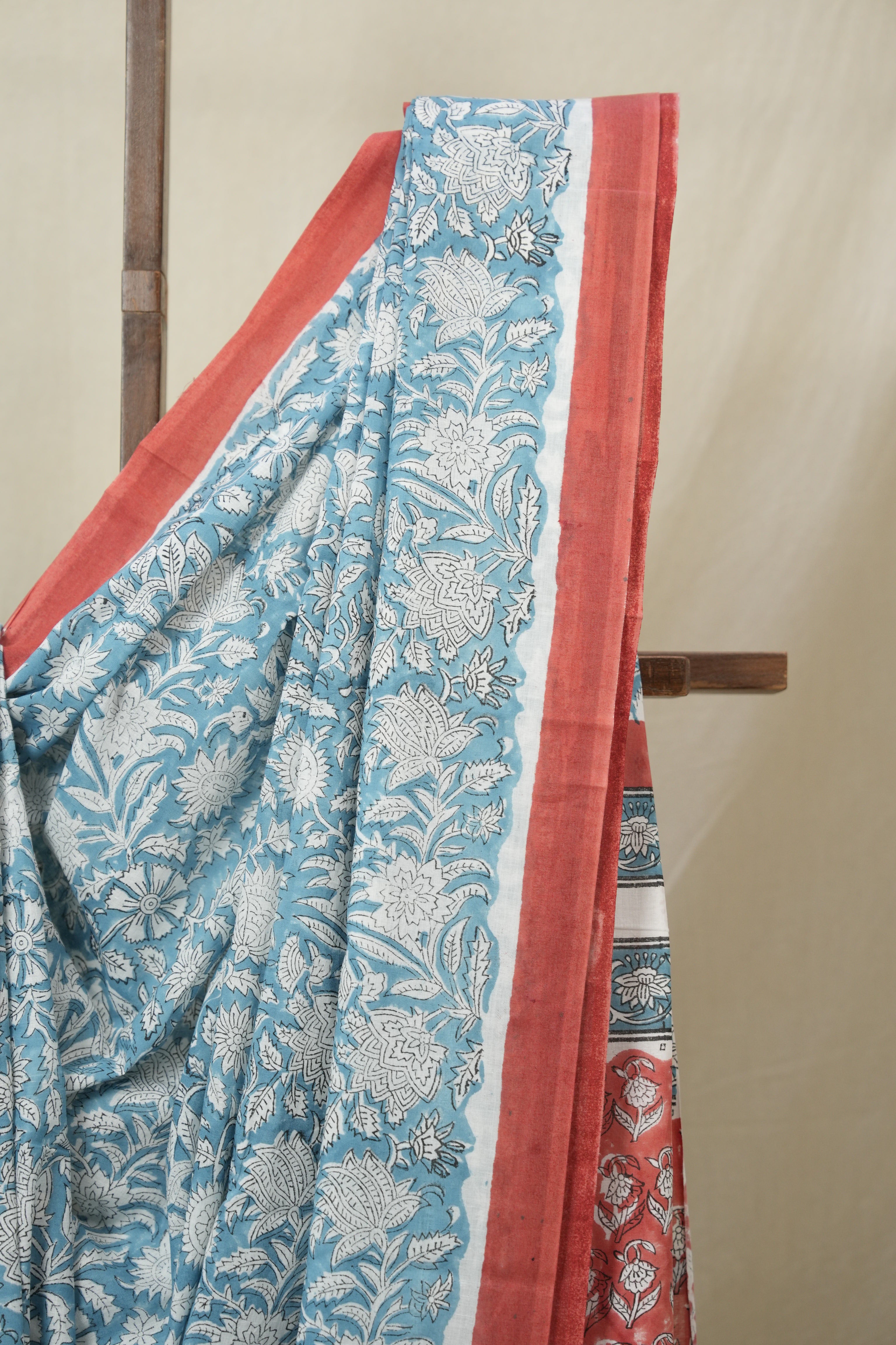 Sky Blue HBP Cotton Saree - SRSBCS3241