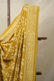 Mustard Yellow HBP Cotton Saree - SRMYCS3068