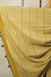 Mustard Yellow HBP Cotton Saree - SRMYCS3068