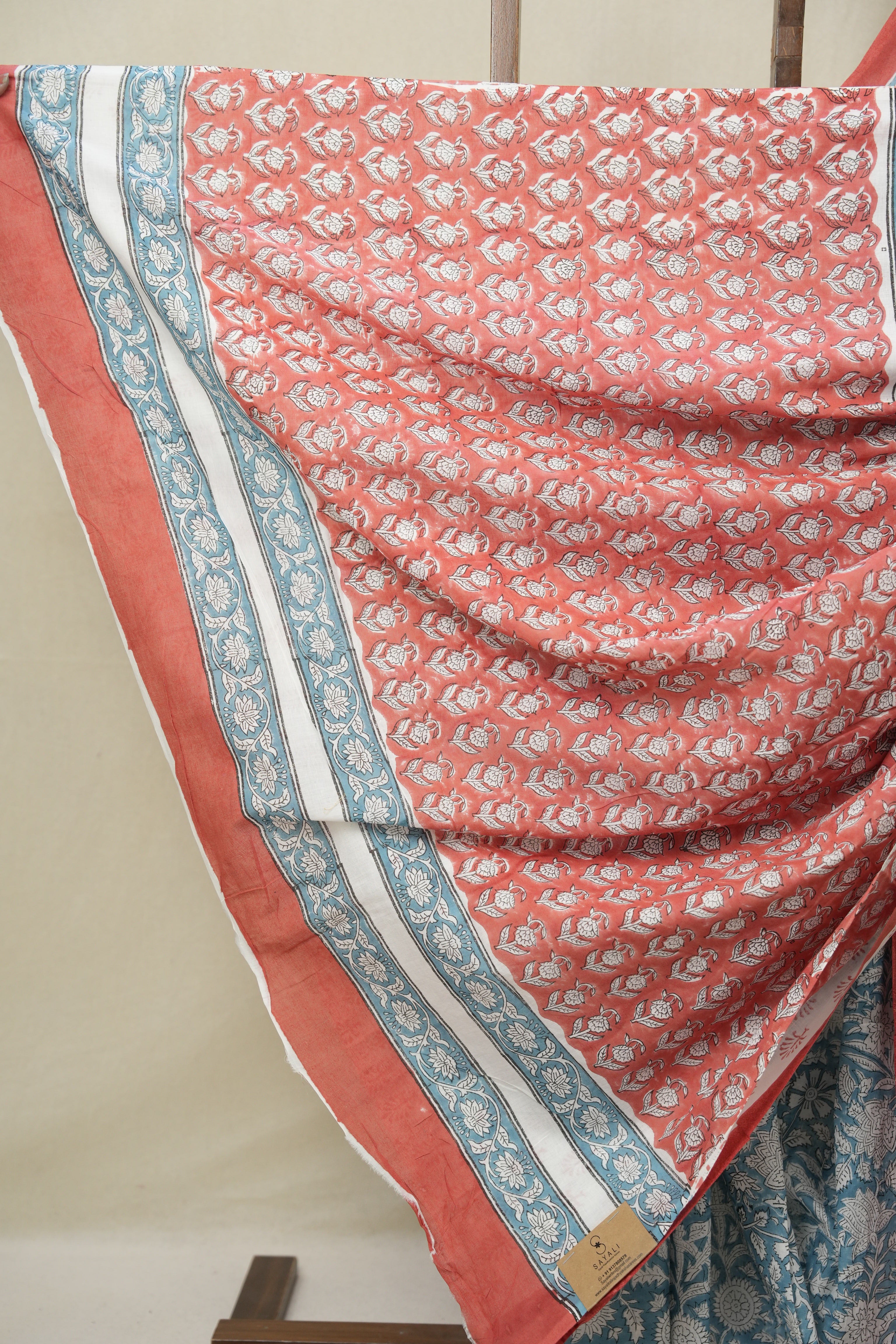 Sky Blue HBP Cotton Saree - SRSBCS3241