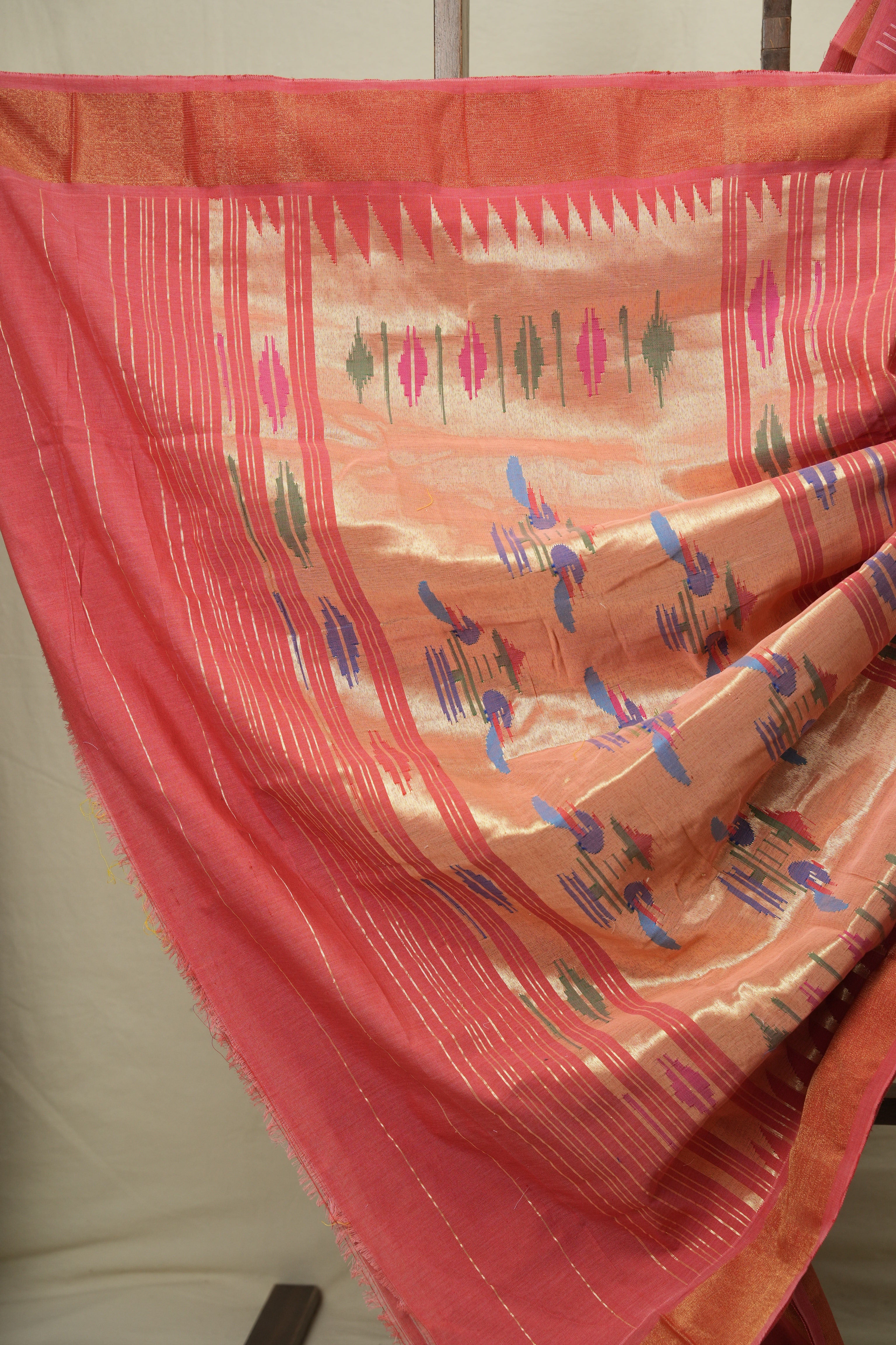 Pink Cotton Paithani Saree - SRPCPS816