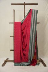 Red Cotton Ilkal Saree With Gayatri Border - SRRCIS818