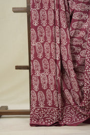 Burgundy HBP Cotton Saree - SRBCS3240