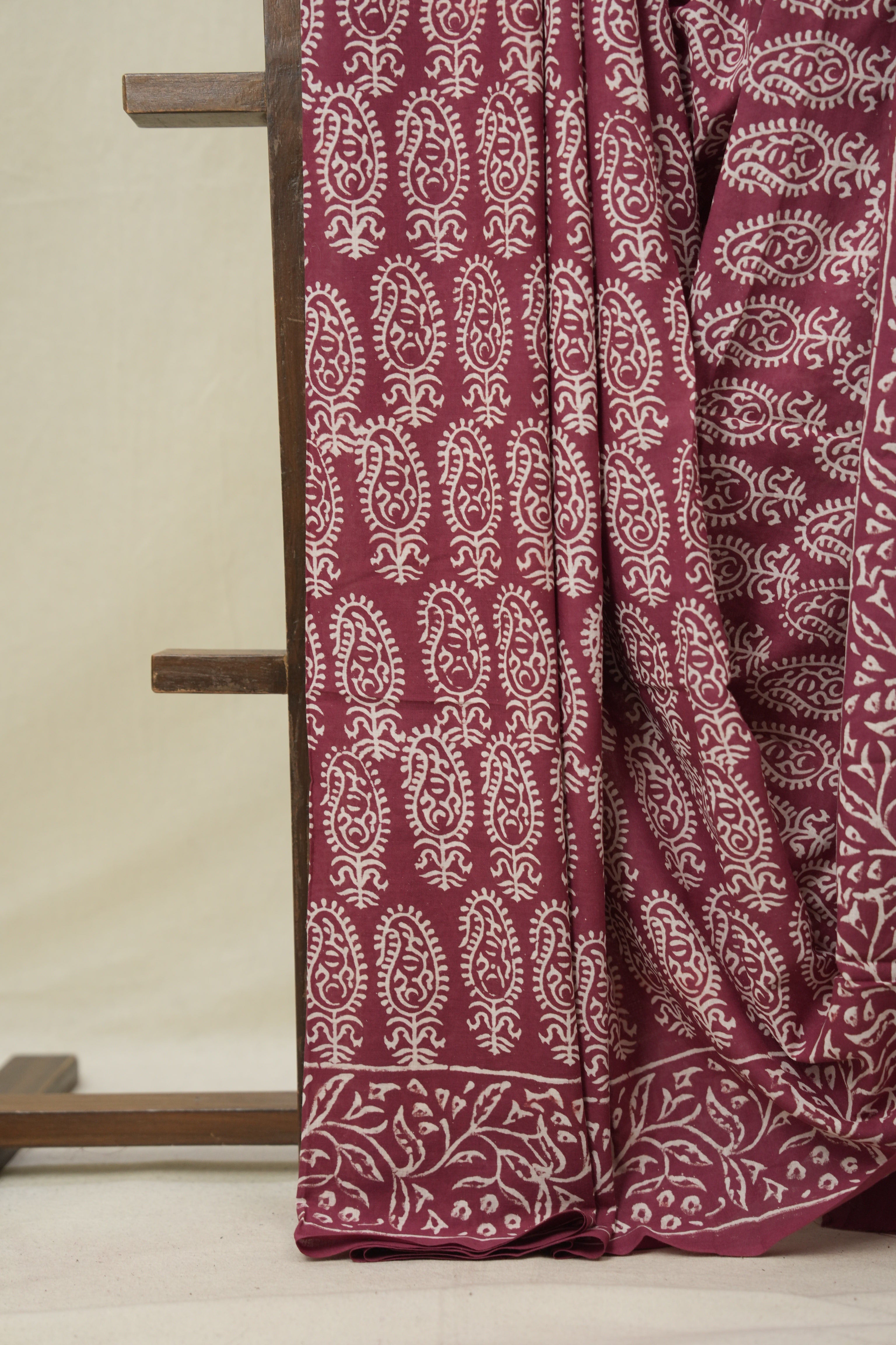 Burgundy HBP Cotton Saree - SRBCS3240
