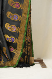 Black Gadwal Silk Saree - SRBGSS377