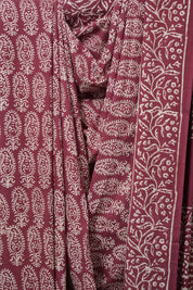 Burgundy HBP Cotton Saree - SRBCS3240