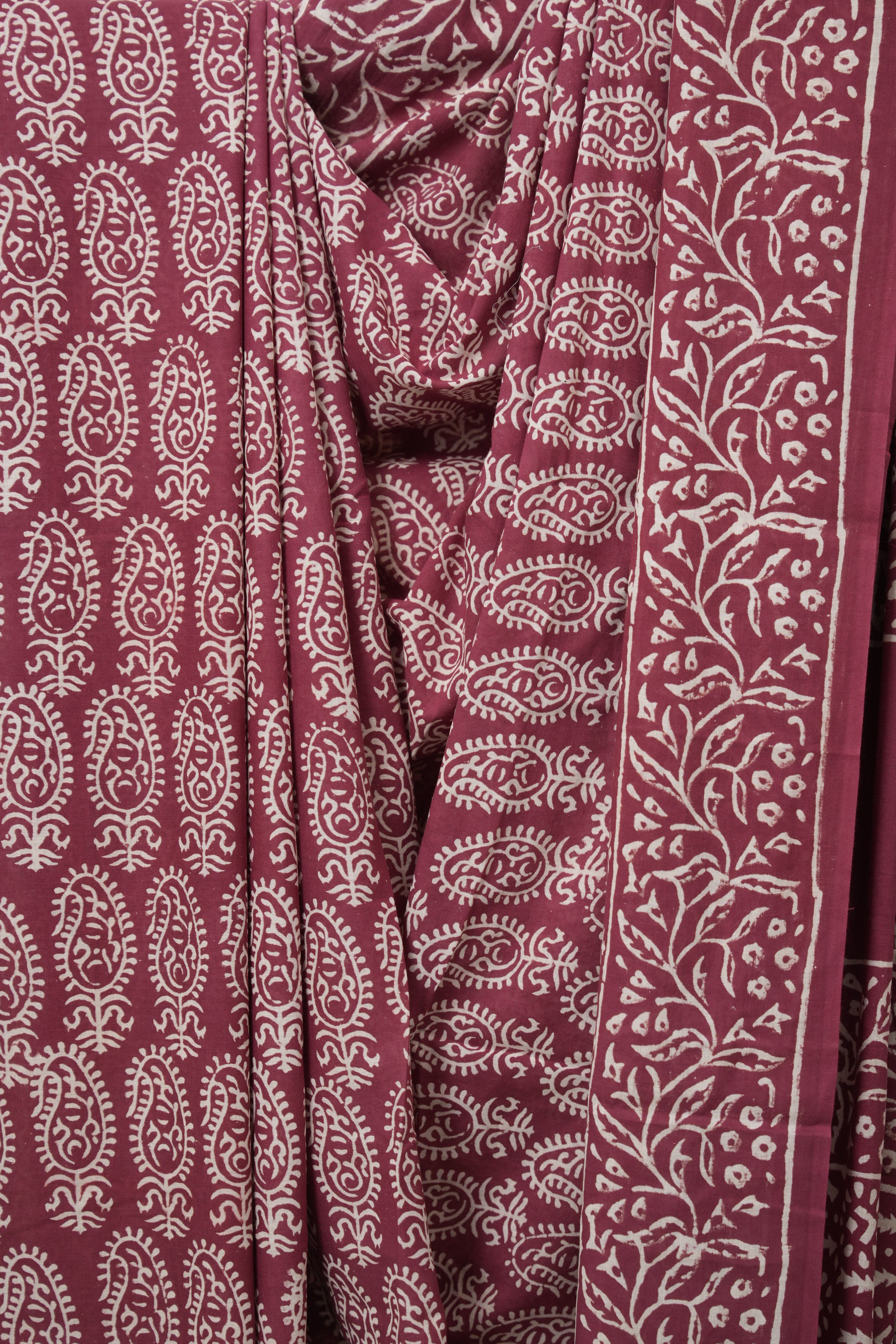 Burgundy HBP Cotton Saree - SRBCS3240