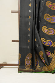 Black Gadwal Silk Saree - SRBGSS377