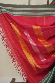 Red Cotton Ilkal Saree With Gayatri Border - SRRCIS818
