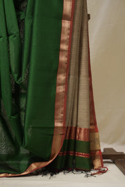 Green Maheshwari Saree - SRGMS1089