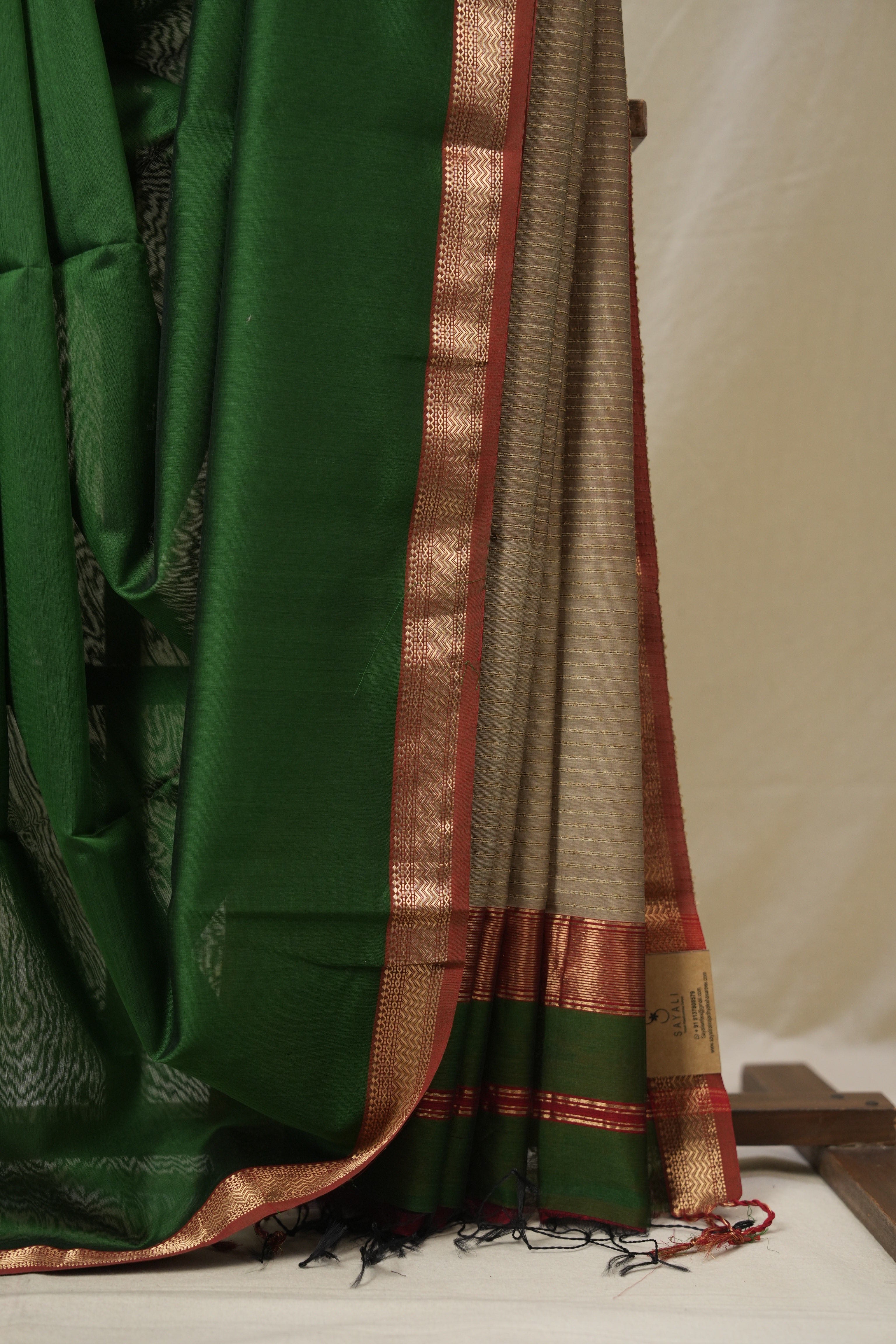 Green Maheshwari Saree - SRGMS1089