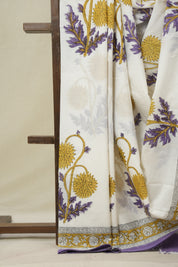 White  HBP Cotton Saree - SRWCS3243