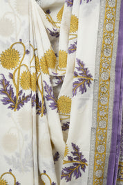 White  HBP Cotton Saree - SRWCS3243