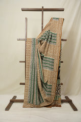 Cream -Khaki  HBP Cotton Saree - SRCKCS3242