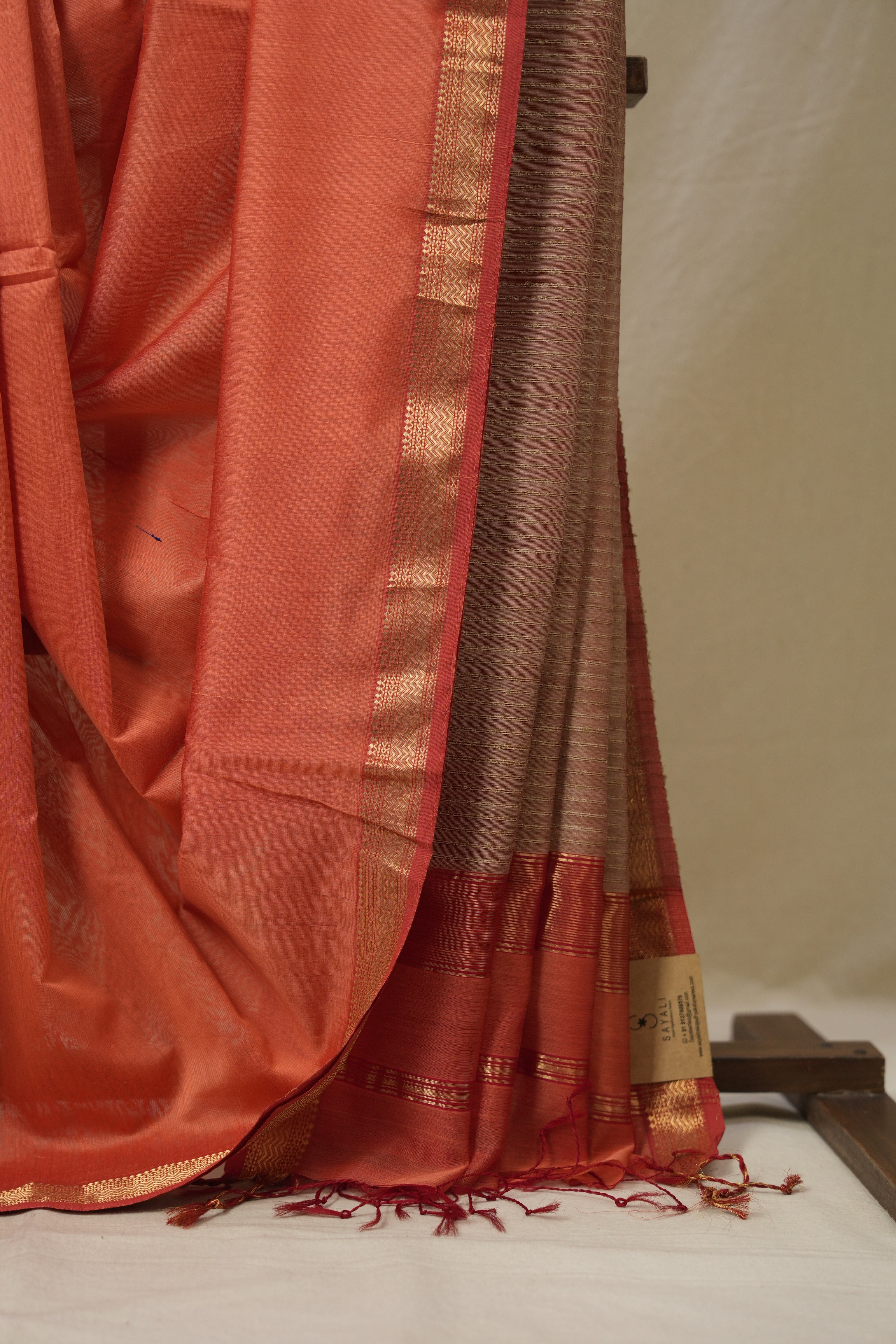Peach Maheshwari Saree - SRPMS1092