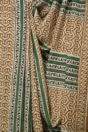 Cream -Khaki  HBP Cotton Saree - SRCKCS3242