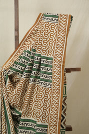 Cream -Khaki  HBP Cotton Saree - SRCKCS3242