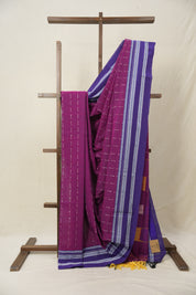 Magenta Purple Cotton Ilkal Saree With Gayatri Border - SRMPCIS815