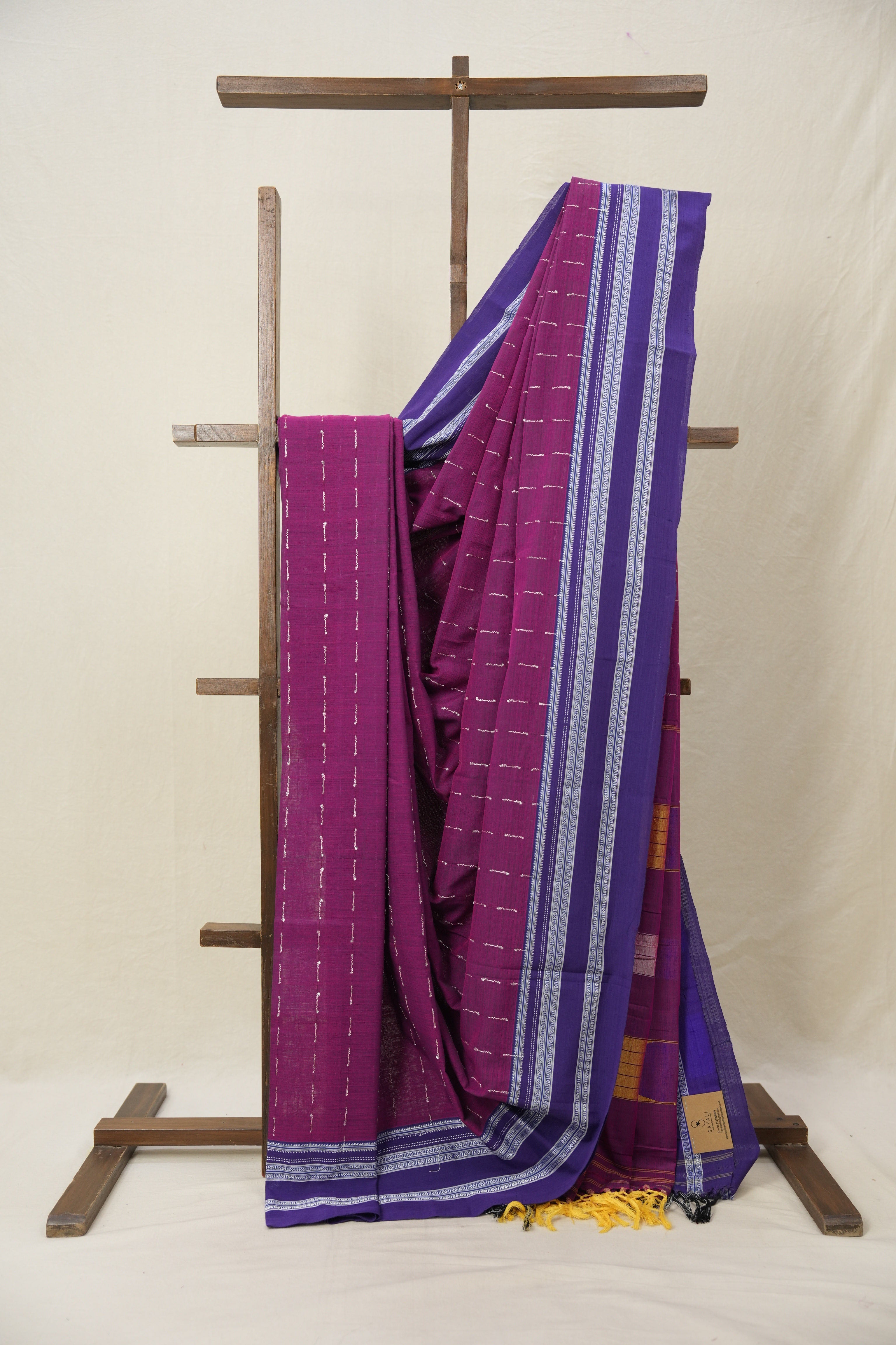 Magenta Purple Cotton Ilkal Saree With Gayatri Border - SRMPCIS815
