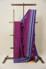 Magenta Purple Cotton Ilkal Saree With Gayatri Border - SRMPCIS815