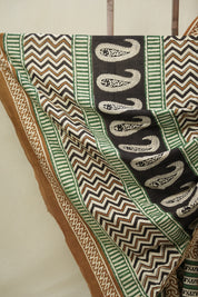 Cream -Khaki  HBP Cotton Saree - SRCKCS3242