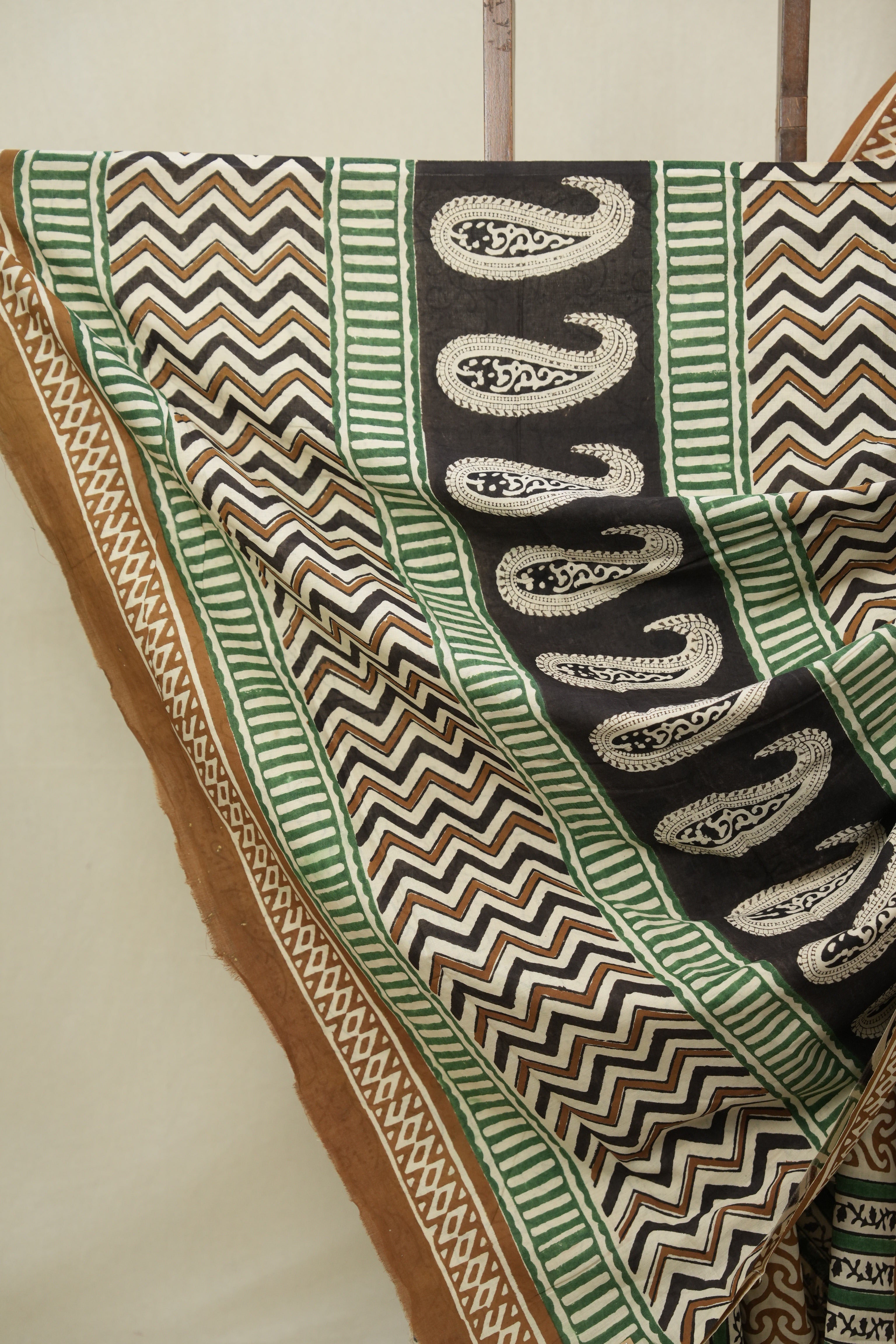 Cream -Khaki  HBP Cotton Saree - SRCKCS3242