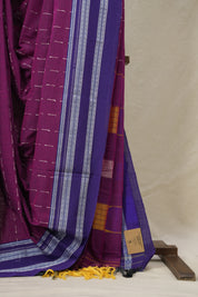 Magenta Purple Cotton Ilkal Saree With Gayatri Border - SRMPCIS815