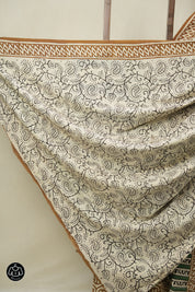 Cream -Khaki  HBP Cotton Saree - SRCKCS3242
