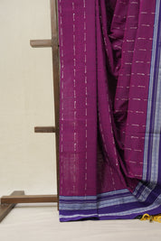 Magenta Purple Cotton Ilkal Saree With Gayatri Border - SRMPCIS815
