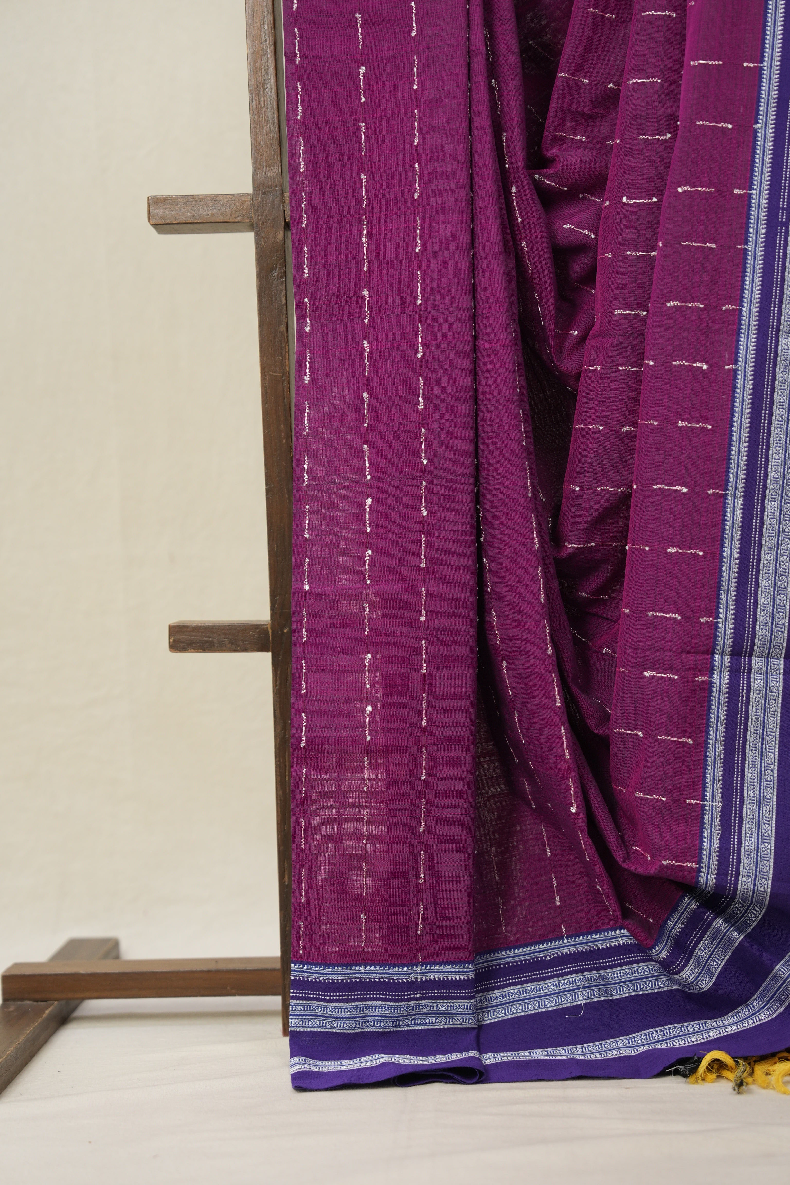 Magenta Purple Cotton Ilkal Saree With Gayatri Border - SRMPCIS815