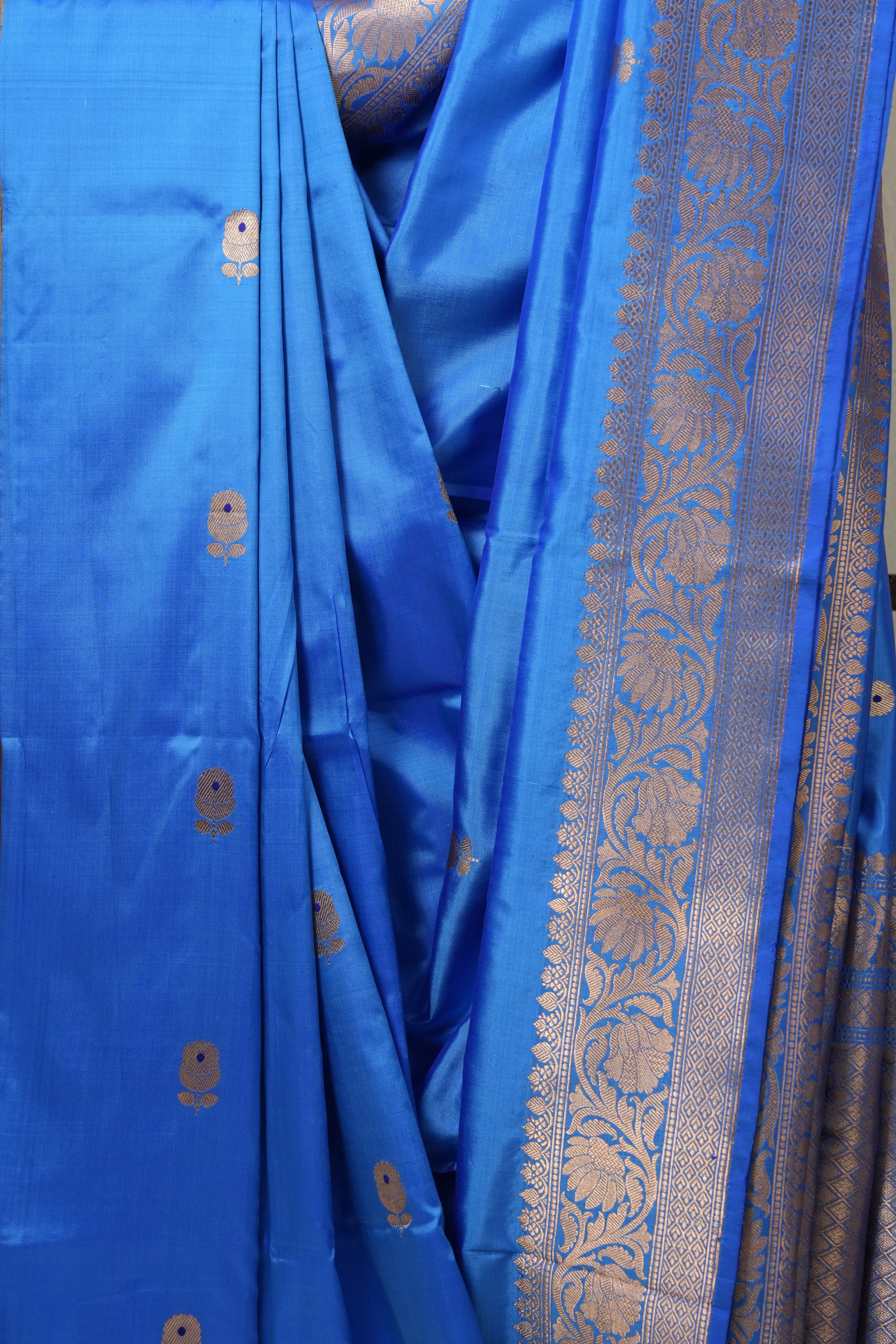 Blue Banarasi Silk Saree-SRBBSS615