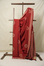 Maroon HBP Cotton Saree - SRMCS3083