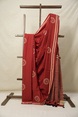 Maroon HBP Cotton Saree - SRMCS3083