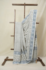 White-Grey HBP Cotton Saree - SRWGCS3264