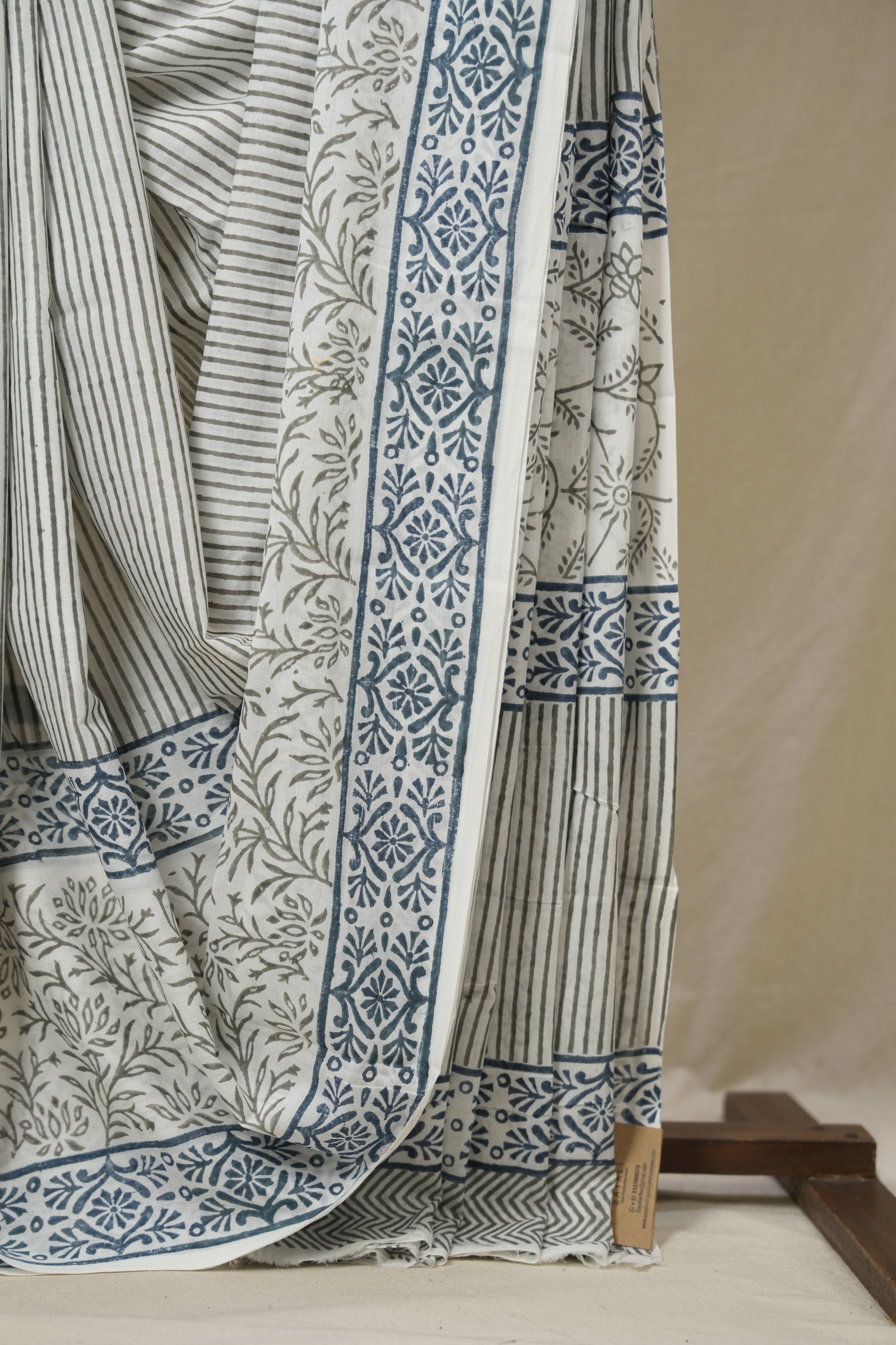 White-Grey HBP Cotton Saree - SRWGCS3264