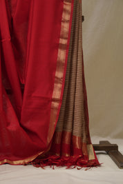 Red Maheshwari Saree - SRRMS1093
