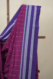 Magenta Purple Cotton Ilkal Saree With Gayatri Border - SRMPCIS815